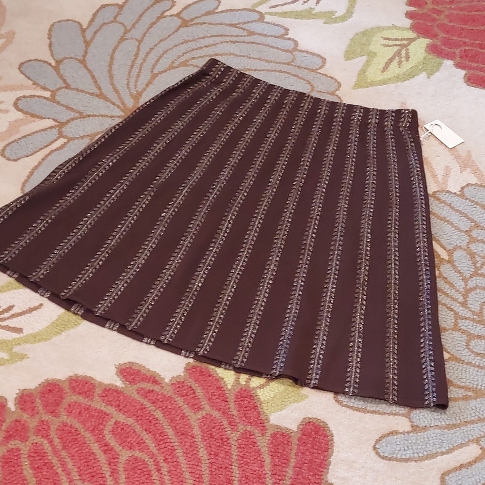 NWT Luna Heavy Knit Brown Striped Skirt Size 3X